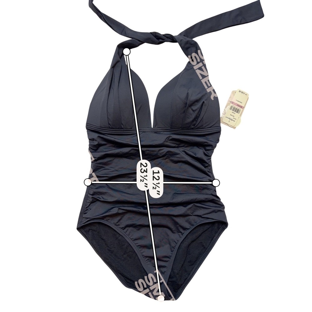 Tommy Bahama Pearl Solids Black Halter One Piece Swimsuit TSW31042P Size 6 - Picture 9 of 9